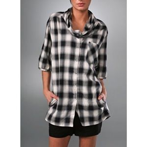 Vince oversized plaid tunic top medium